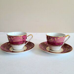 Vintage Czechoslovakia M Z porcelain set of 2 tea cups and saucers
